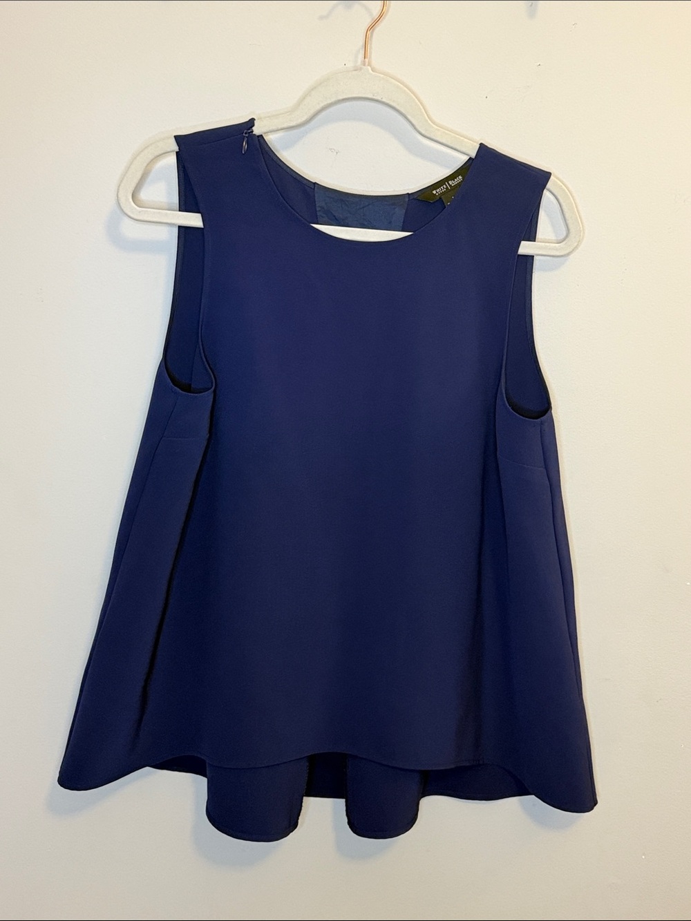 White House Black Market Navy A-Line Sleeveless Shell Top - Size L